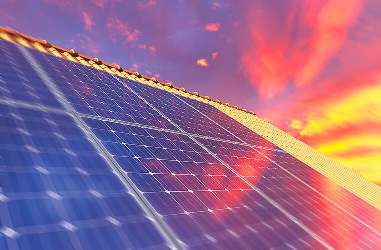 Solar Panels in sunset
