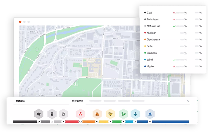 Map application with options